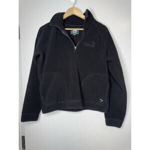 Roots Womens Shearling Sherpa Fleece 1/4 Quarter Zip Pullover Size Small Black